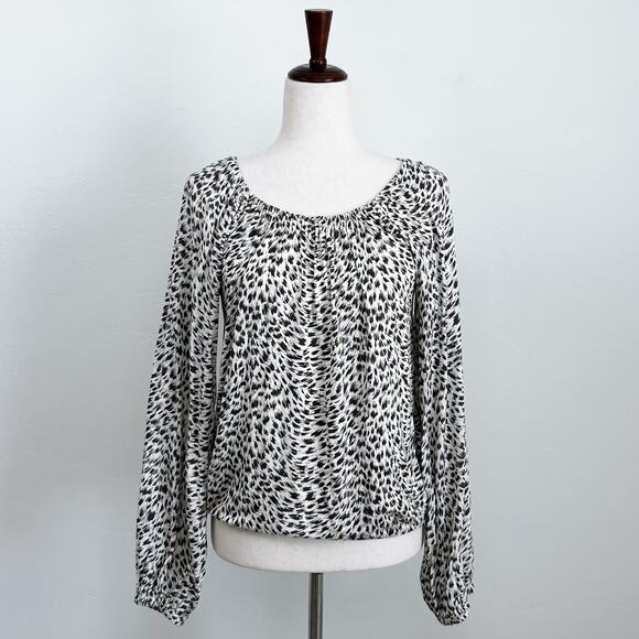 Anthropologie Cascais Leopard On/Off Shoulder Long Sleeve Blouse NWT - Picture 2 of 9
